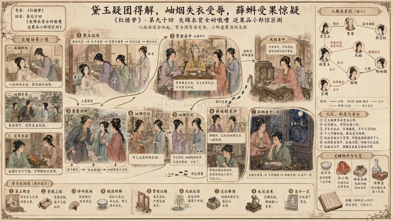 《红楼梦》正文 第九十回失绵衣贫女耐嗷嘈送果品小郎惊叵测章节配图