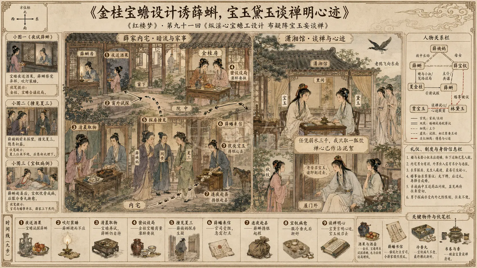 《红楼梦》正文 第九十一回纵淫心宝蟾工设计布疑阵宝玉妄谈禅章节配图