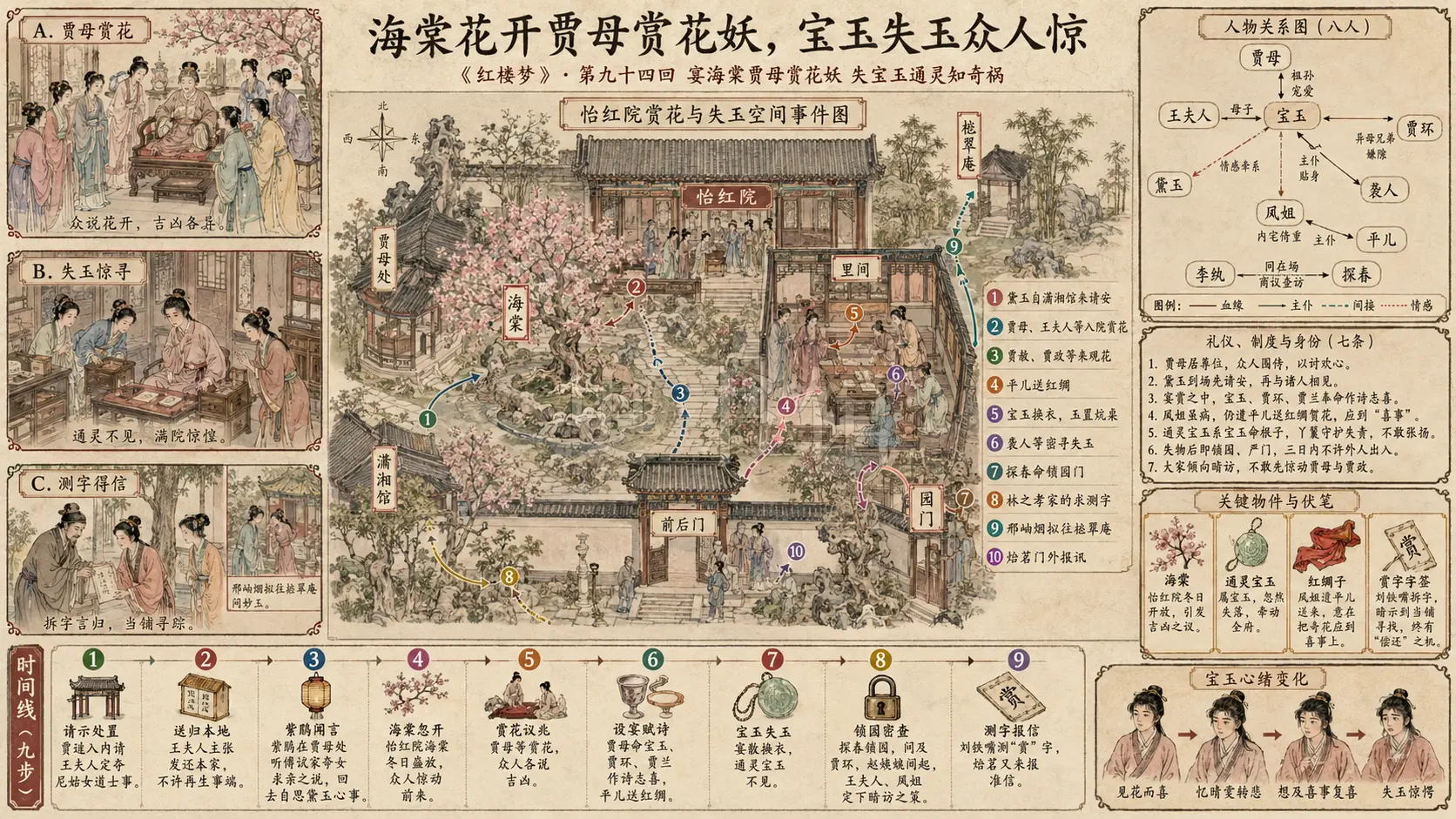 《红楼梦》正文 第九十四回宴海棠贾母赏花妖失宝玉通灵知奇祸章节配图