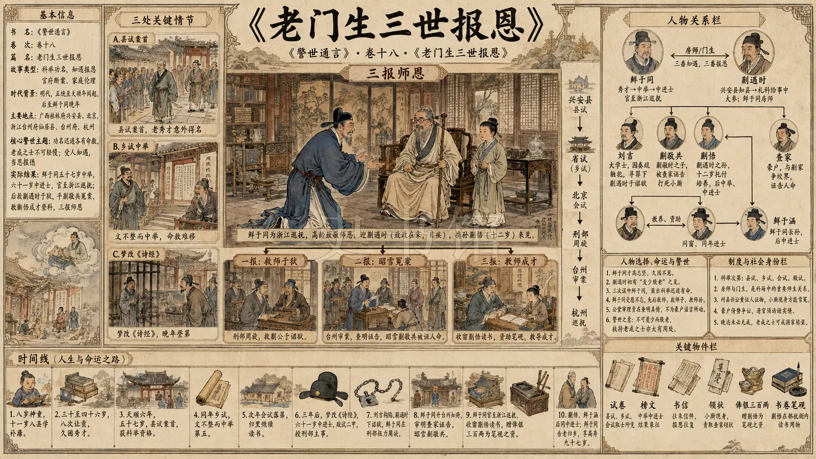 《警世通言》正文 卷十八老门生三世报恩章节配图
