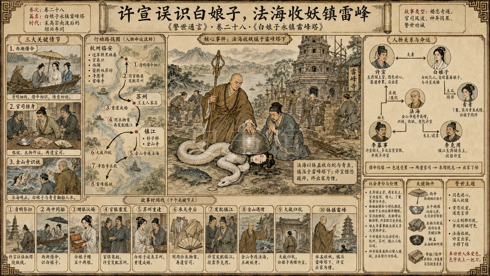 《警世通言》正文 卷二十八白娘子永镇雷峰塔章节配图