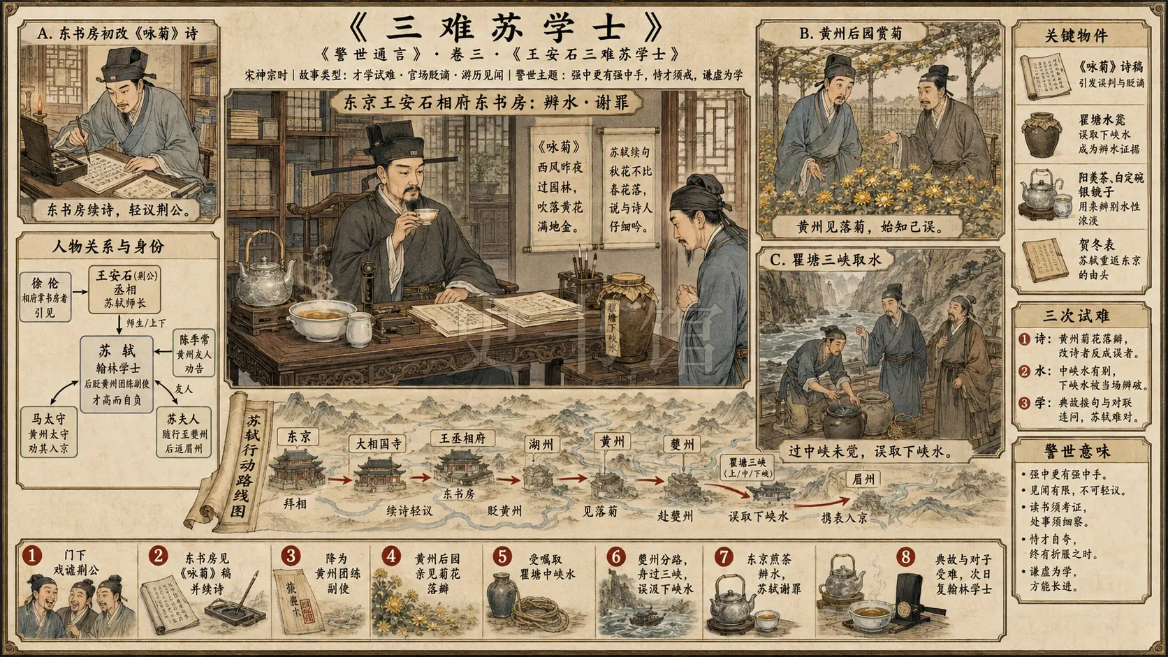 《警世通言》正文 卷三王安石三难苏学士章节配图