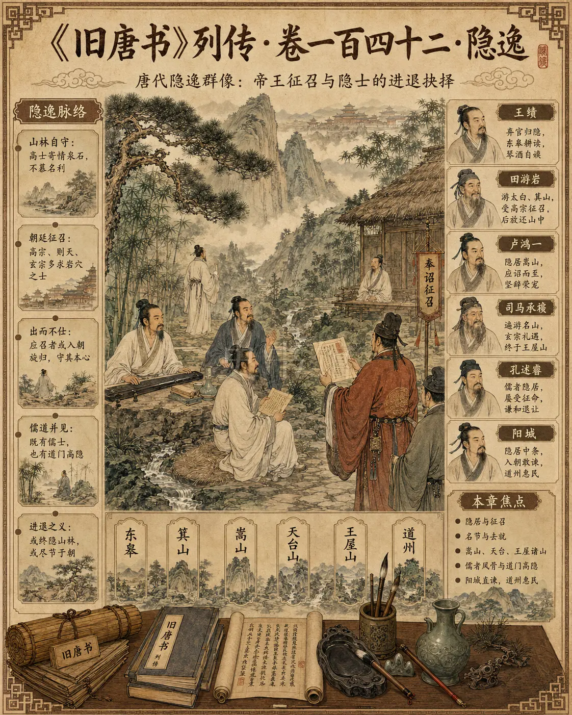 《旧唐书》列传 卷一百四十二隐逸章节配图