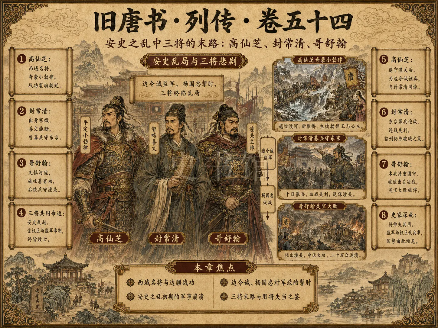 《旧唐书》列传 卷五十四高仙芝封常清哥舒翰章节配图