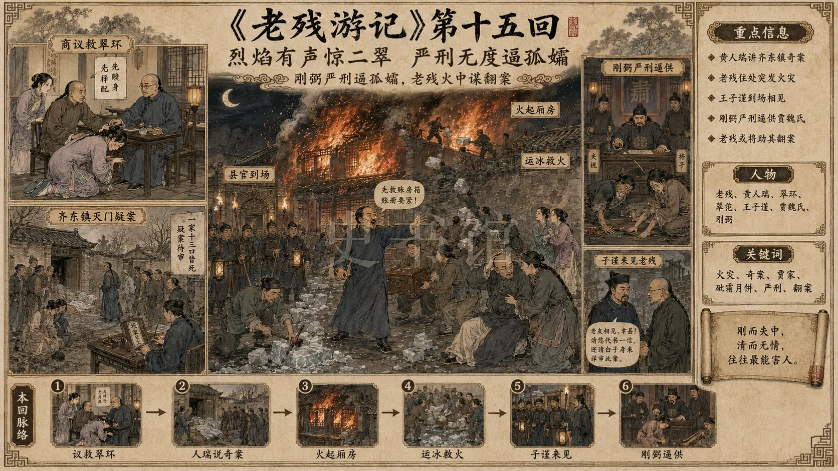 《老残游记》正文 第十五回烈焰有声惊二翠严刑无度逼孤孀章节配图