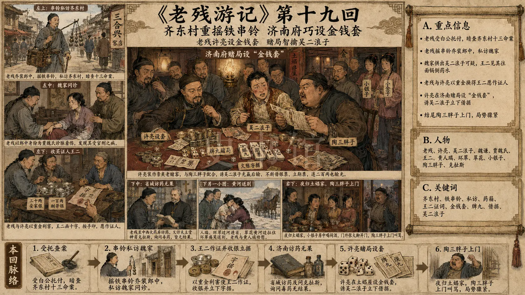 《老残游记》正文 第十九回齐东村重摇铁串铃济南府巧设金钱套章节配图