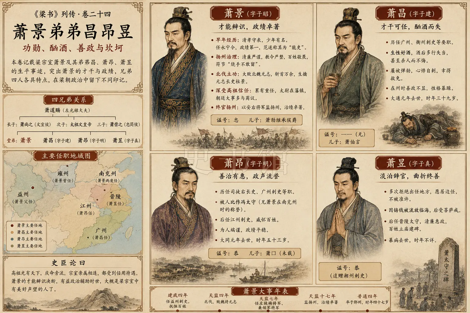《梁书》列传 卷二十四萧景弟昌昂昱章节配图