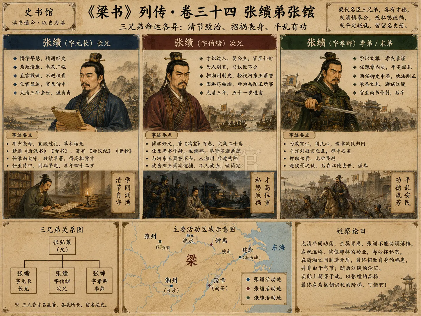 《梁书》列传 卷三十四张缅弟缵绾章节配图