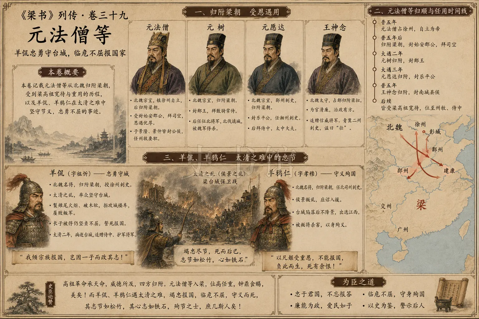 《梁书》列传 卷三十九元法僧等章节配图