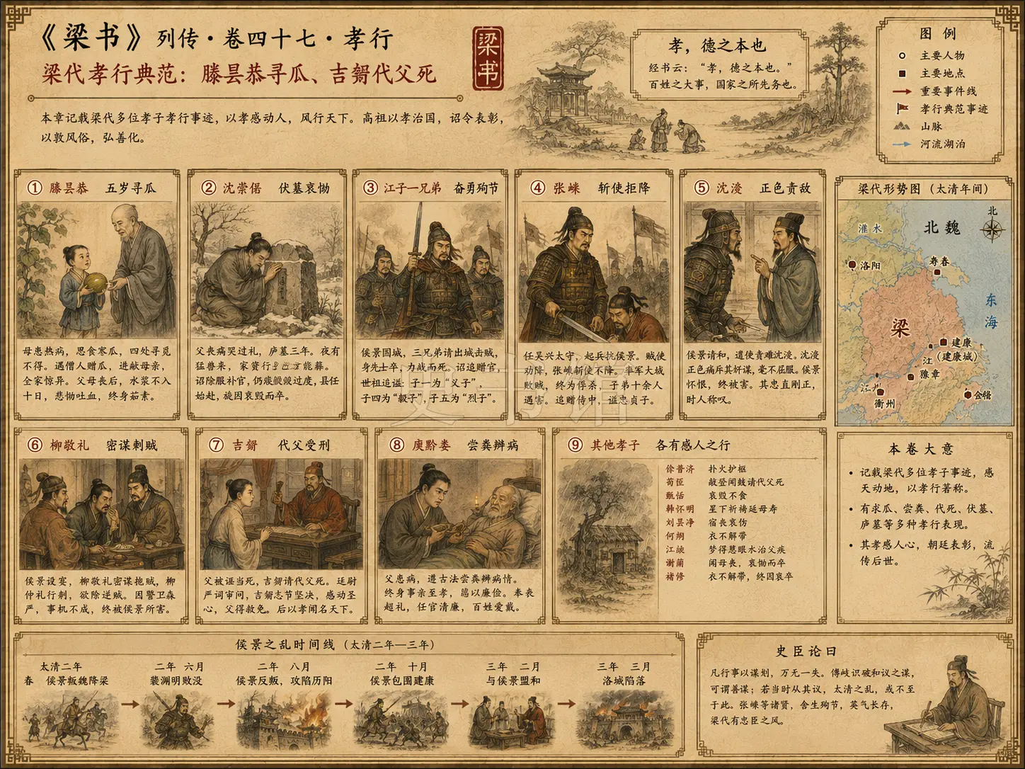 《梁书》列传 卷四十七孝行章节配图
