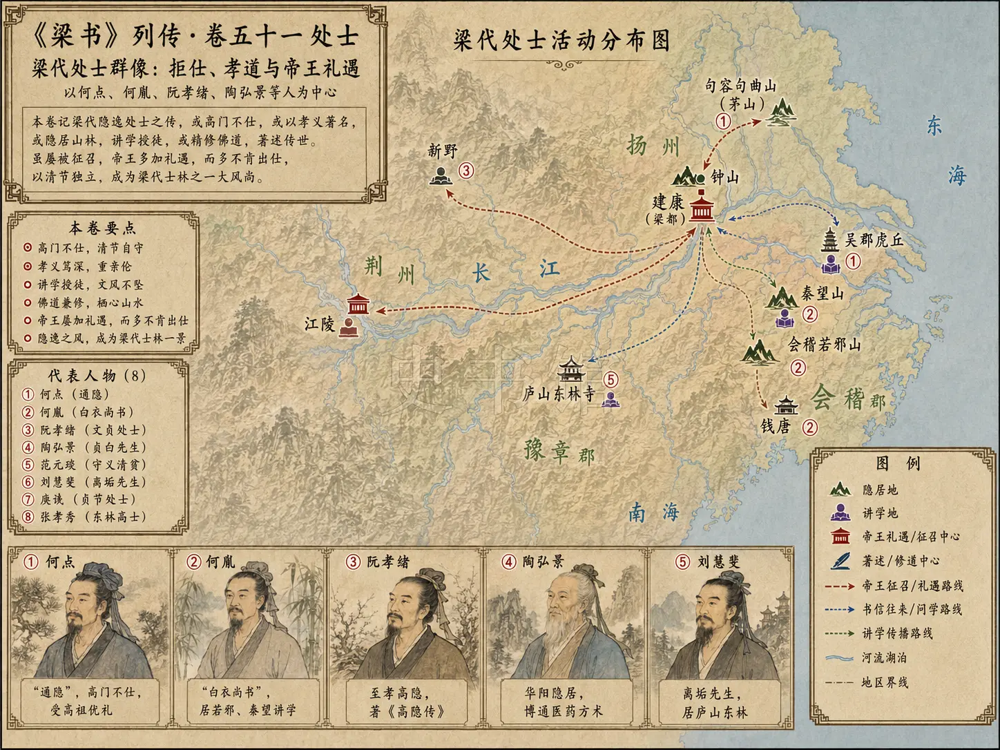 《梁书》列传 卷五十一处士章节配图