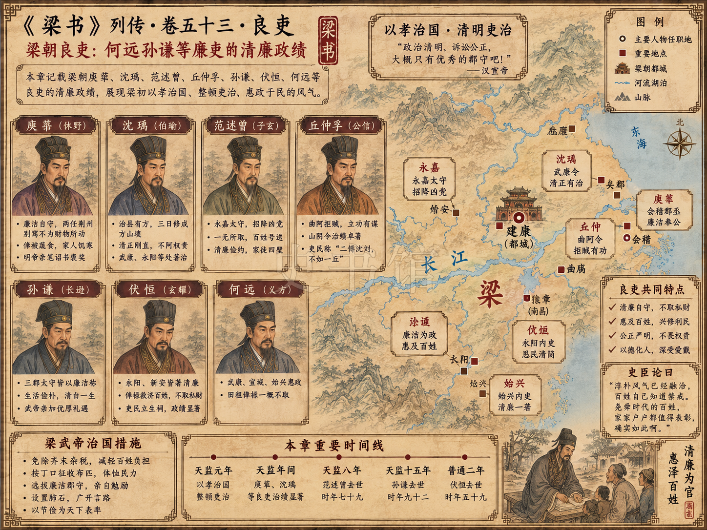 《梁书》列传 卷五十三良吏章节配图