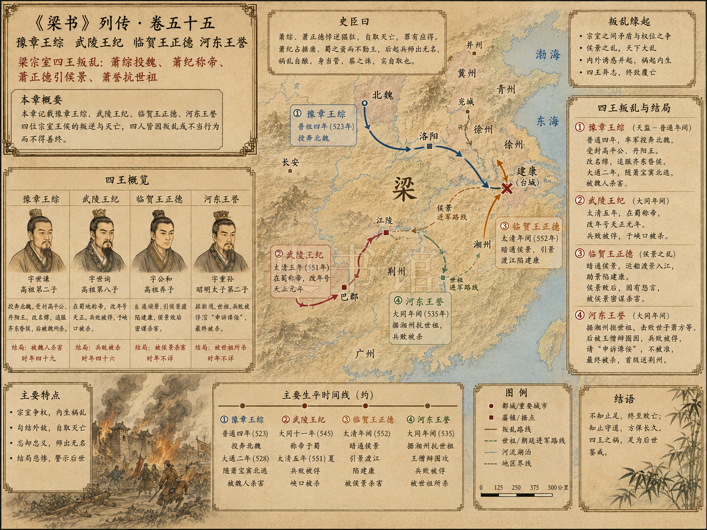 《梁书》列传 卷五十五豫章王综武陵王纪临贺王正德河东王誉章节配图