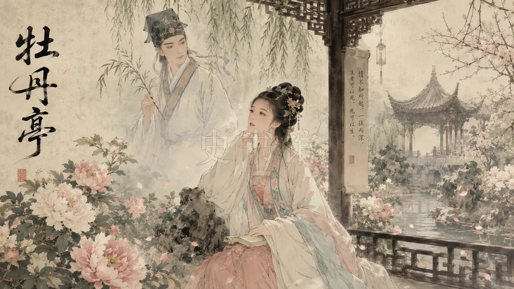 《牡丹亭》正文 题词章节配图