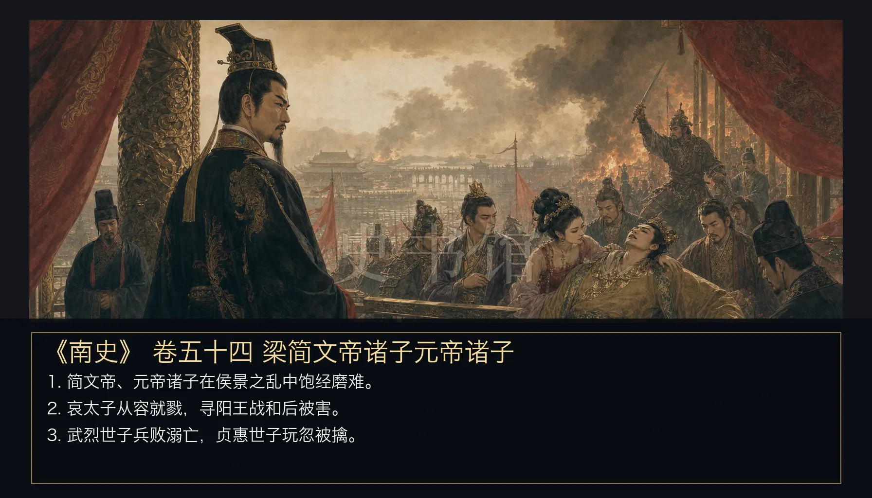 《南史》列传 卷五十四梁简文帝诸子元帝诸子章节配图