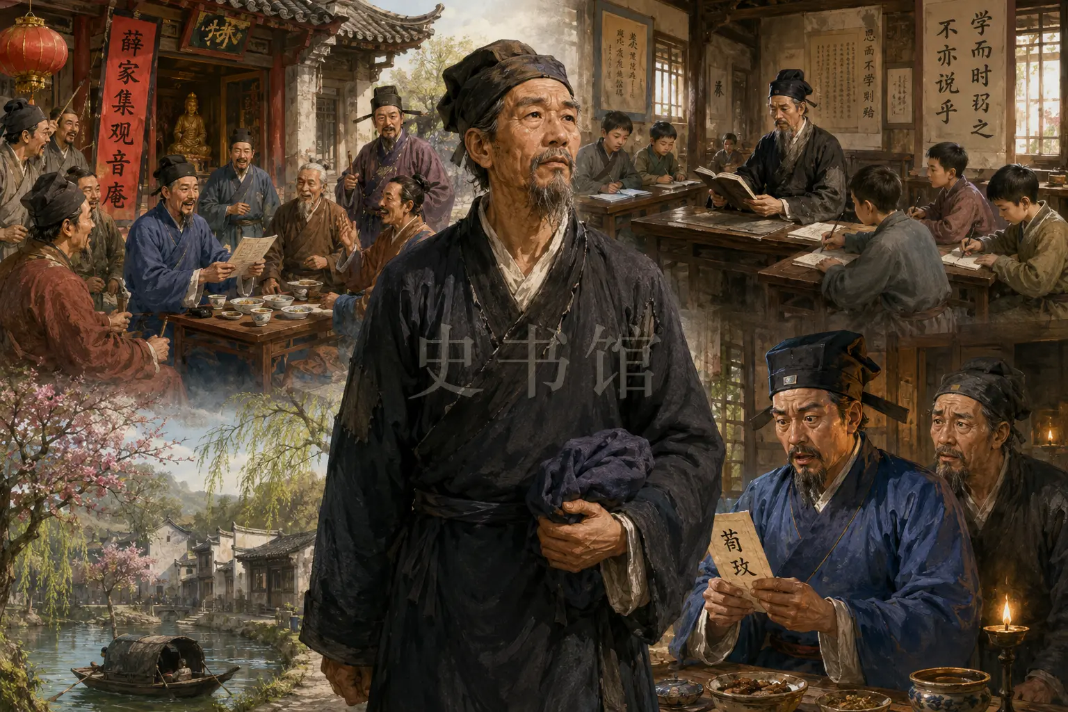 《儒林外史》正文 第二回王孝廉村学识同科周蒙师暮年登上第章节配图