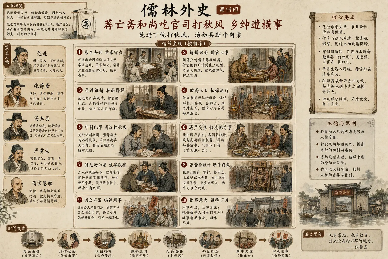 《儒林外史》正文 第四回荐亡斋和尚吃官司打秋风乡绅遭横事章节配图