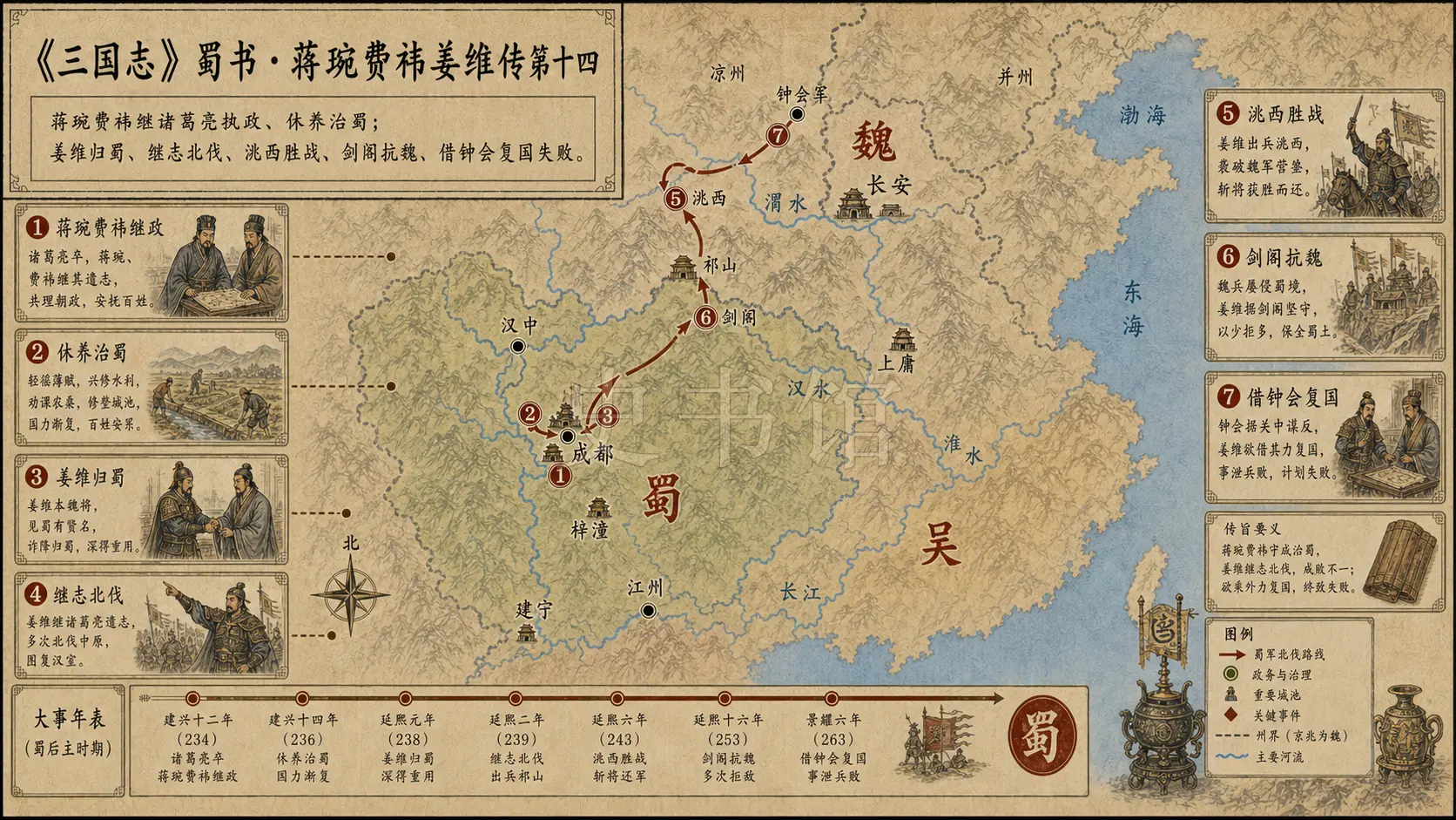 《三国志》蜀书 蒋琬费祎姜维传第十四章节配图