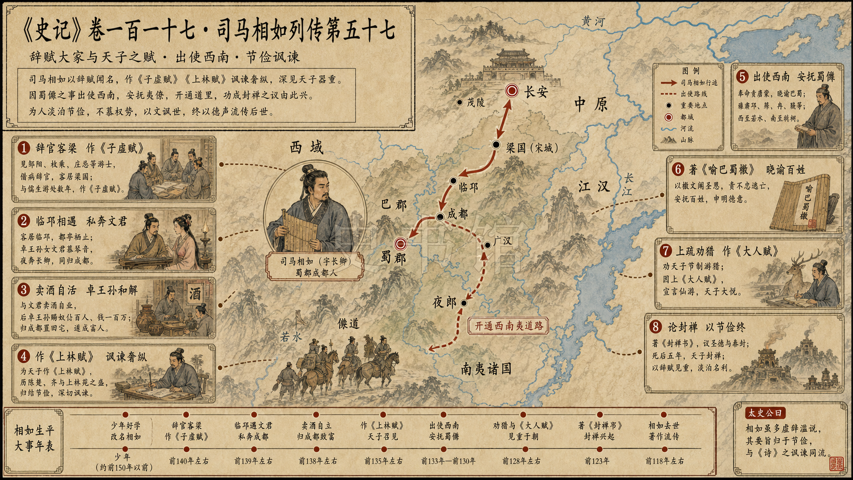 《史记》卷一百一十七·司马相如列传第五十七章节配图