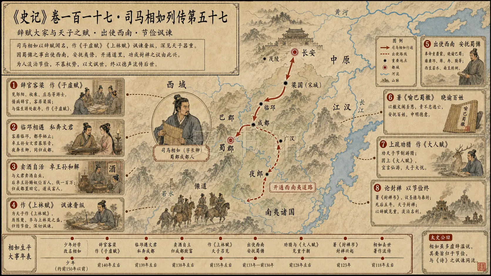 《史记》卷一百一十七·司马相如列传第五十七章节配图