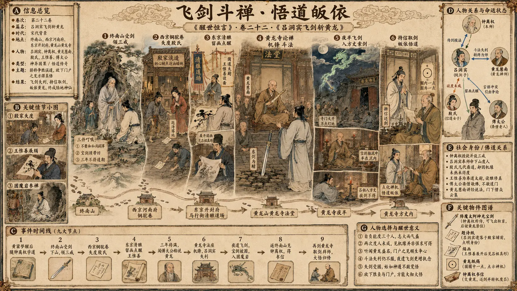 《醒世恒言》正文 卷二十二吕洞宾飞剑斩黄龙章节配图