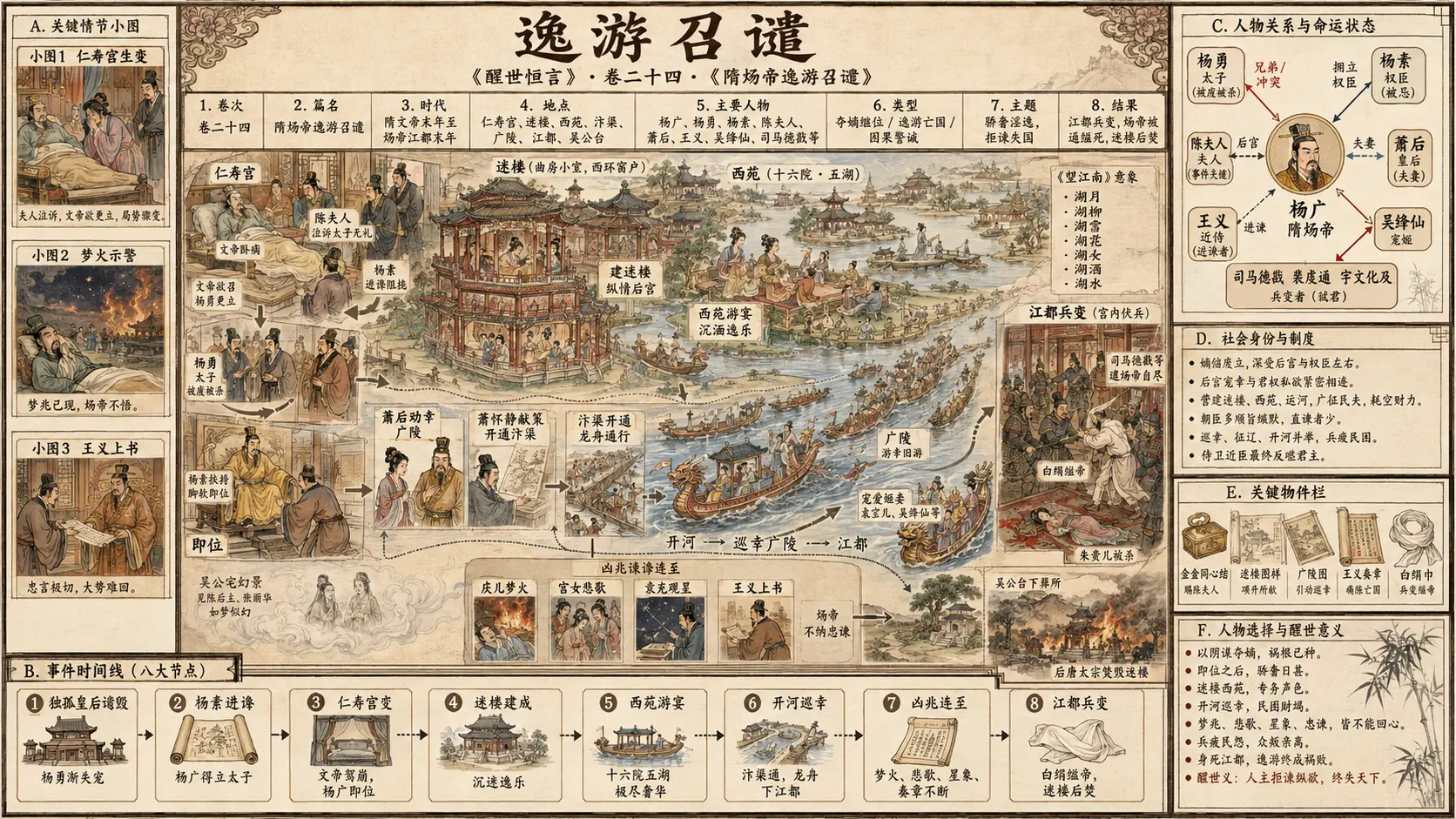 《醒世恒言》正文 卷二十四隋炀帝逸游召谴章节配图