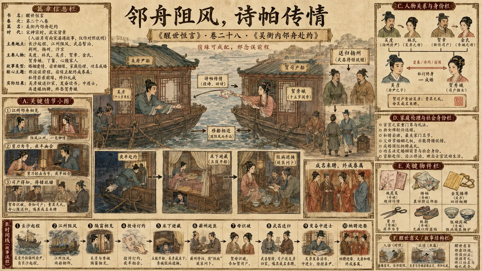 《醒世恒言》正文 卷二十八吴衙内邻舟赴约章节配图