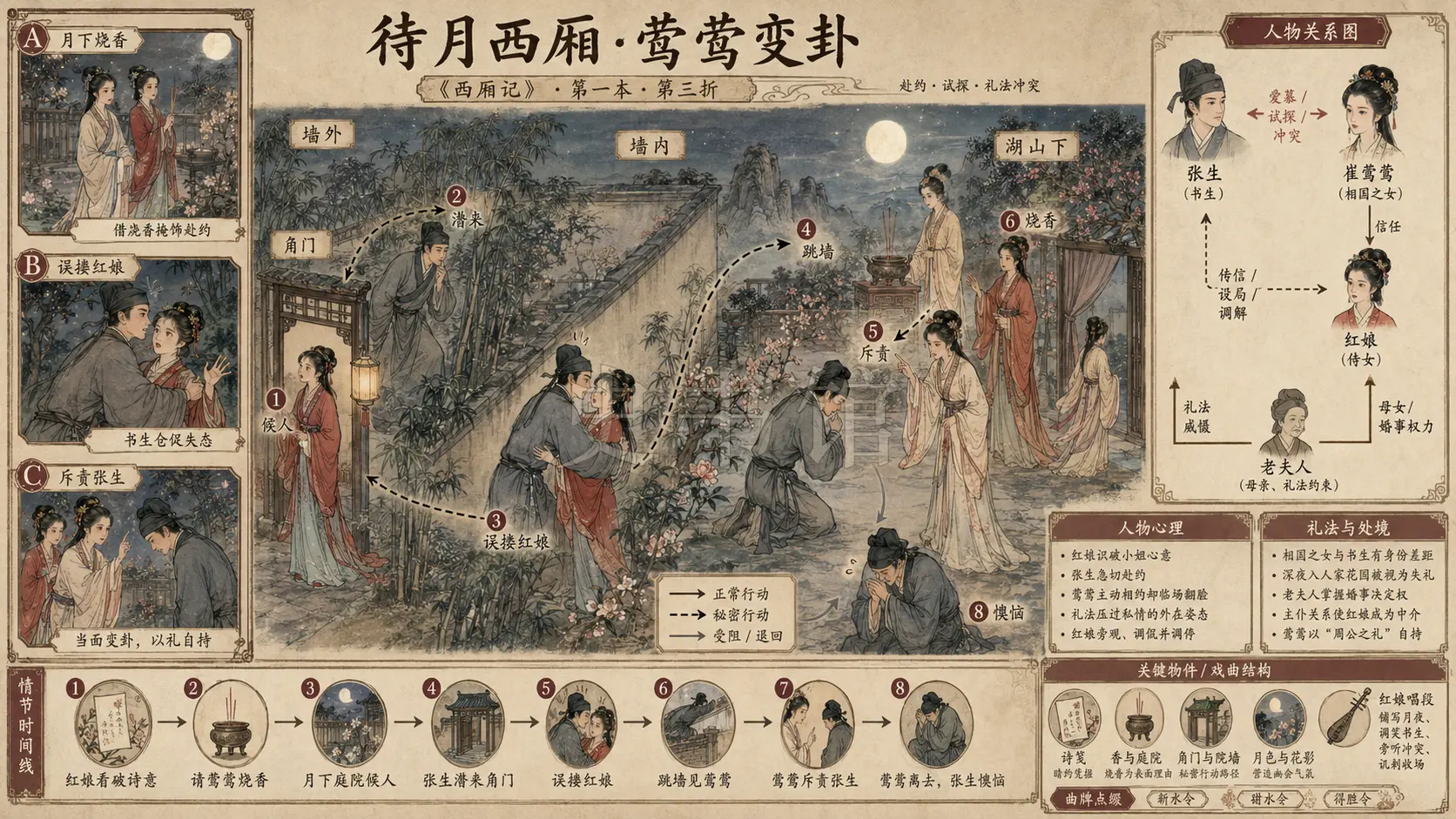 《西厢记》第一本 第三折章节配图