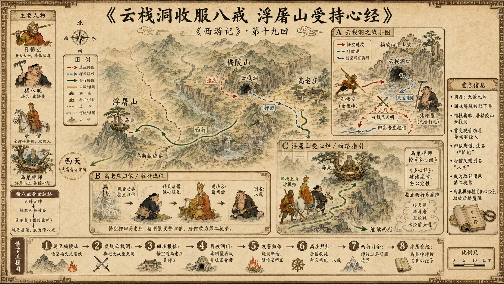 《西游记》正文 第十九回云栈洞悟空收八戒浮屠山玄奘受心经章节配图