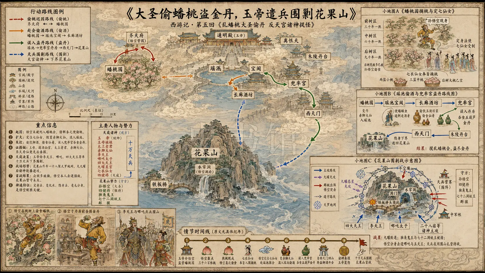 《西游记》正文 第五回乱蟠桃大圣偷丹反天宫诸神捉怪章节配图