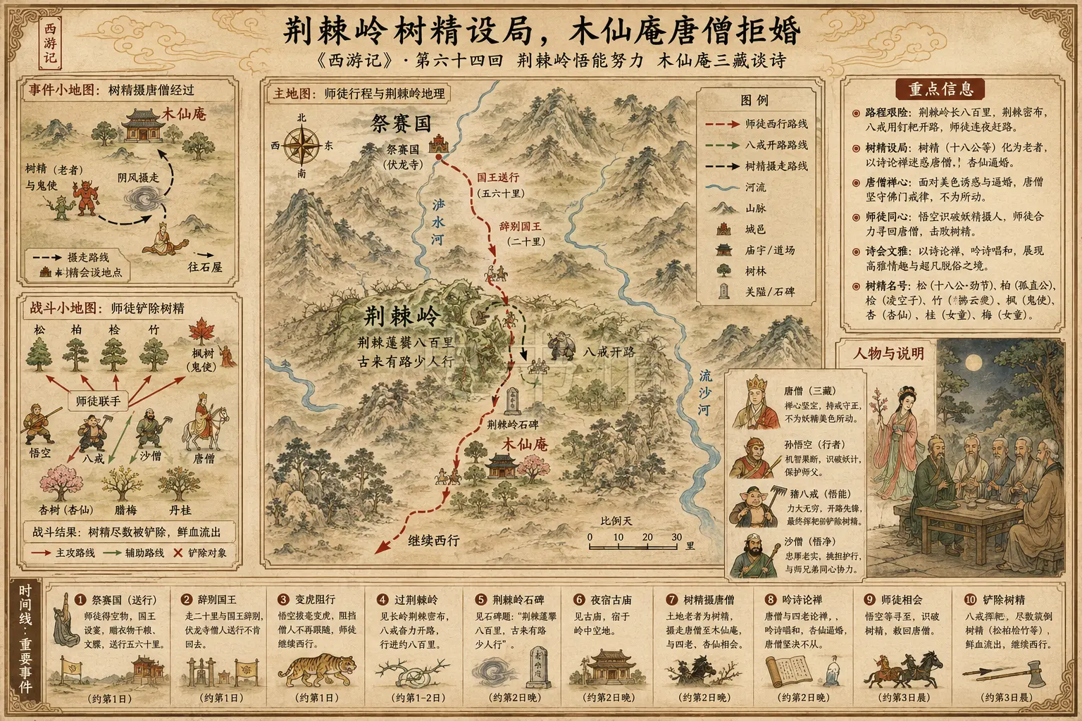 《西游记》正文 第六十四回荆棘岭悟能努力木仙庵三藏谈诗章节配图