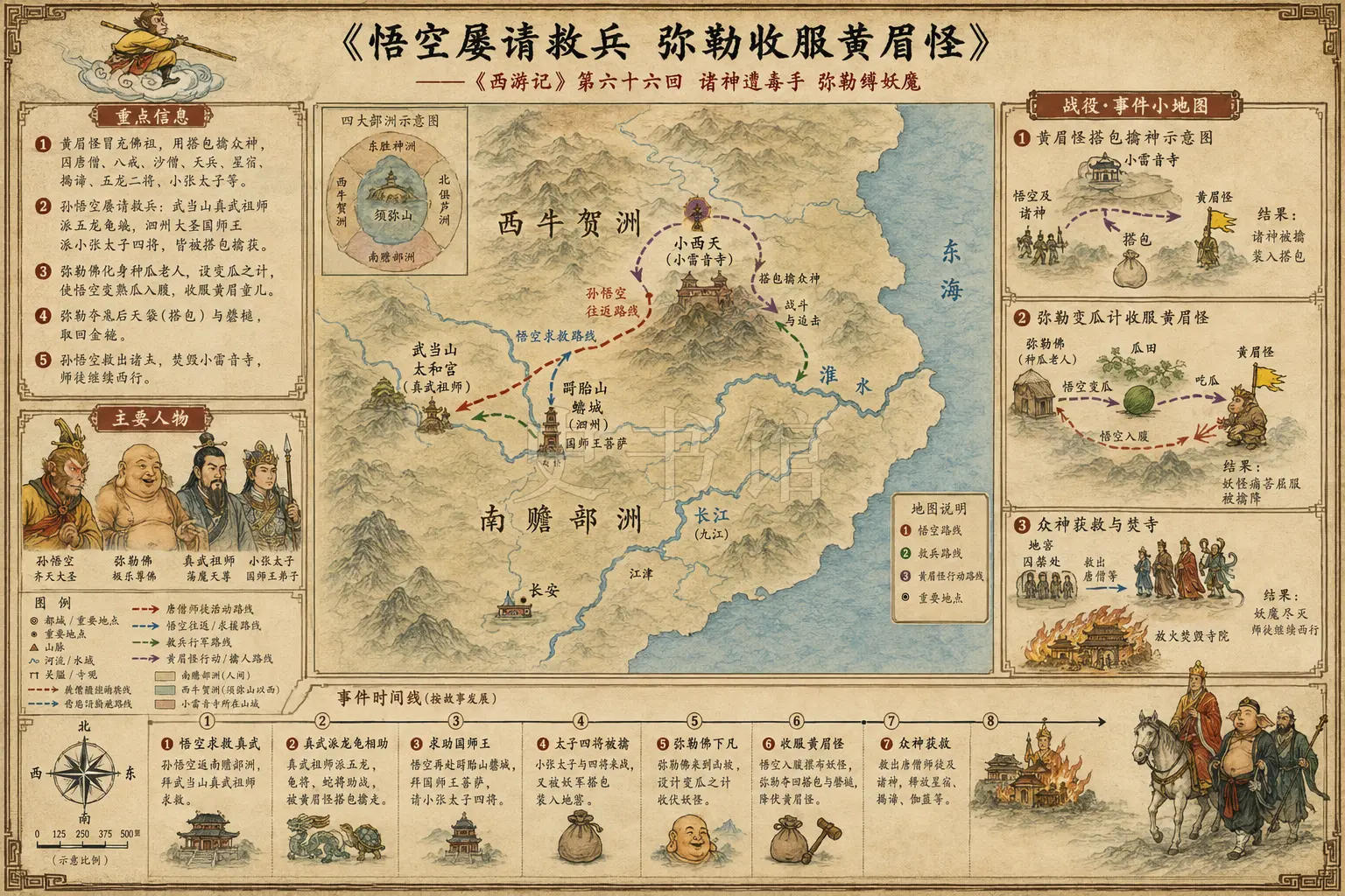 《西游记》正文 第六十六回诸神遭毒手弥勒缚妖魔章节配图