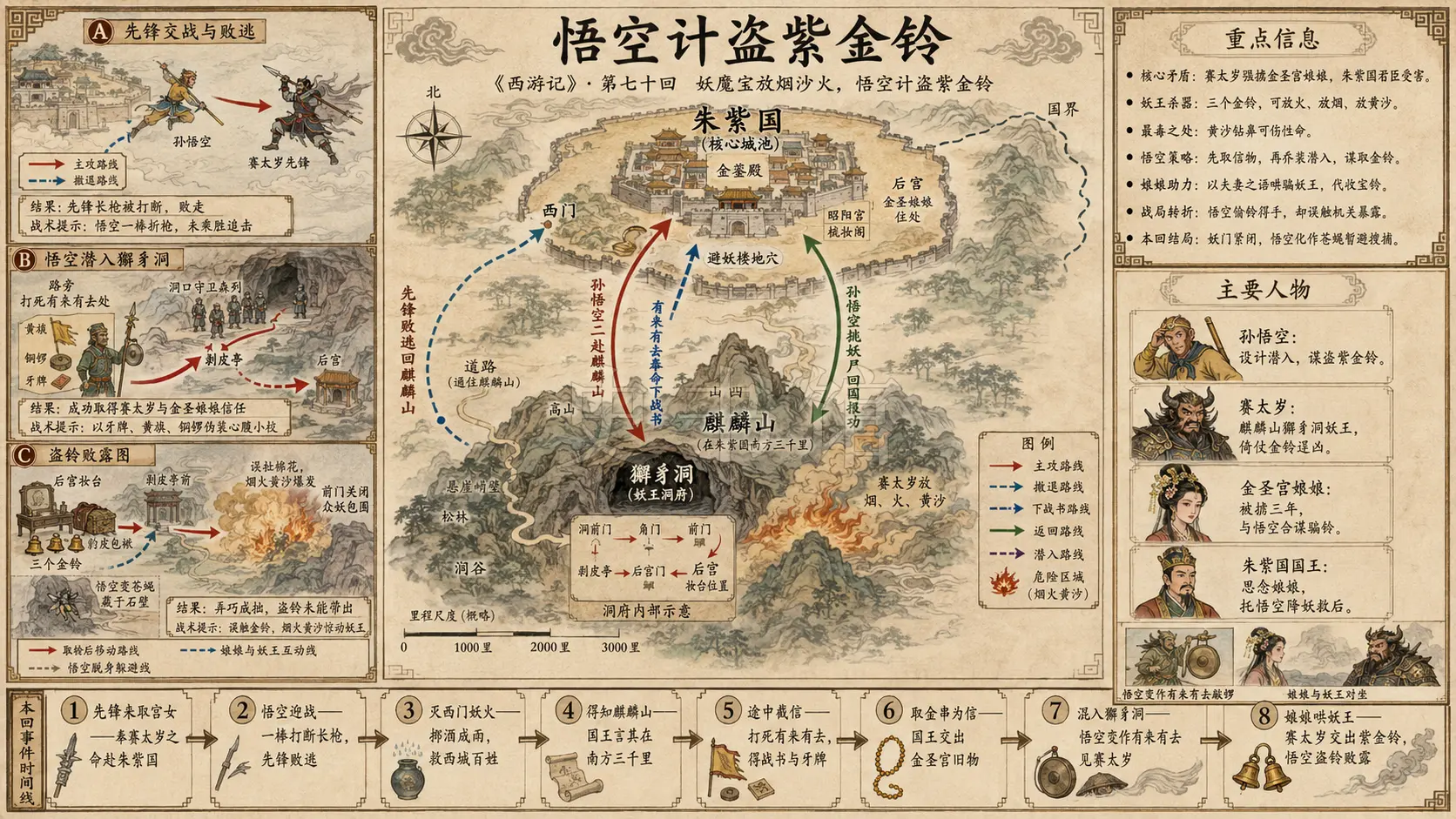 《西游记》正文 第七十回妖魔宝放烟沙火悟空计盗紫金铃章节配图
