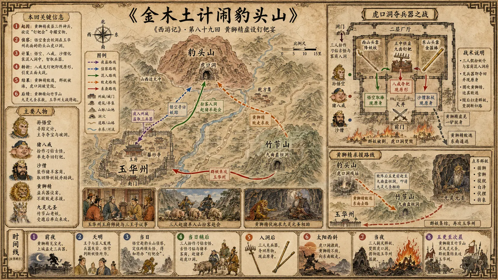 《西游记》正文 第八十九回黄狮精虚设钉钯宴金木土计闹豹头山章节配图