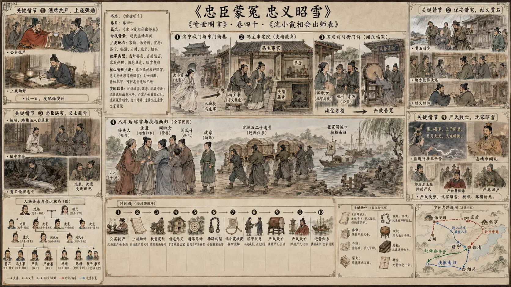 《喻世明言》正文 卷四十沈小霞相会出师表章节配图