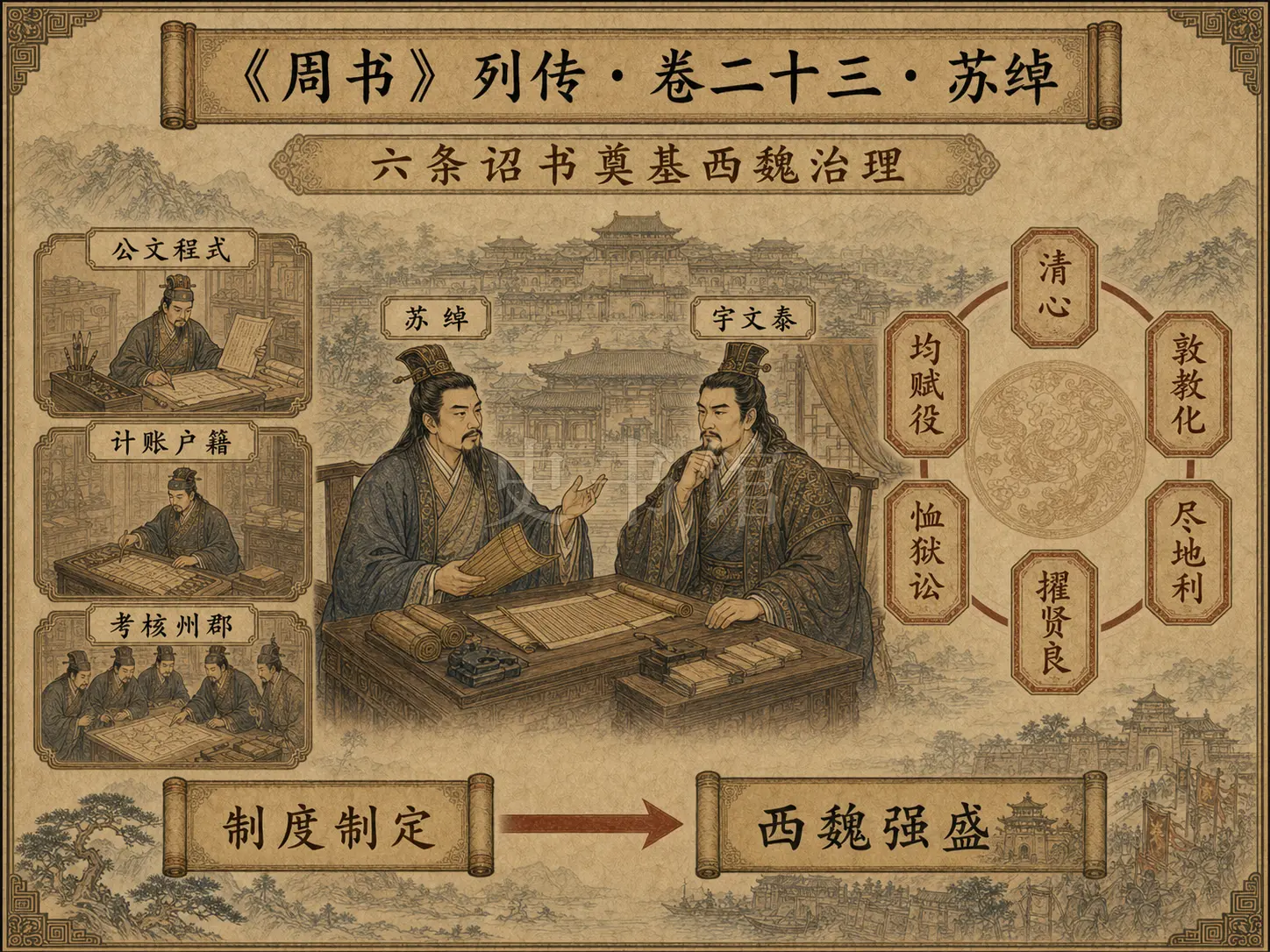《周书》列传 卷二十三苏绰章节配图