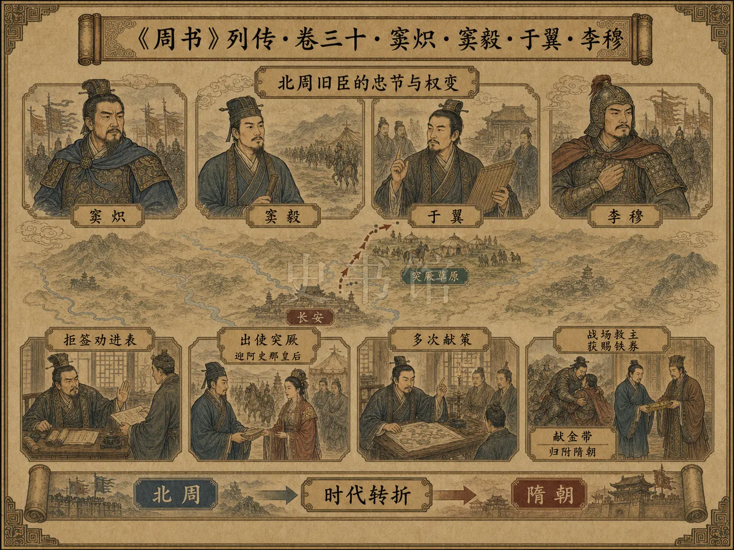 《周书》列传 卷三十窦炽兄子毅于翼李穆章节配图