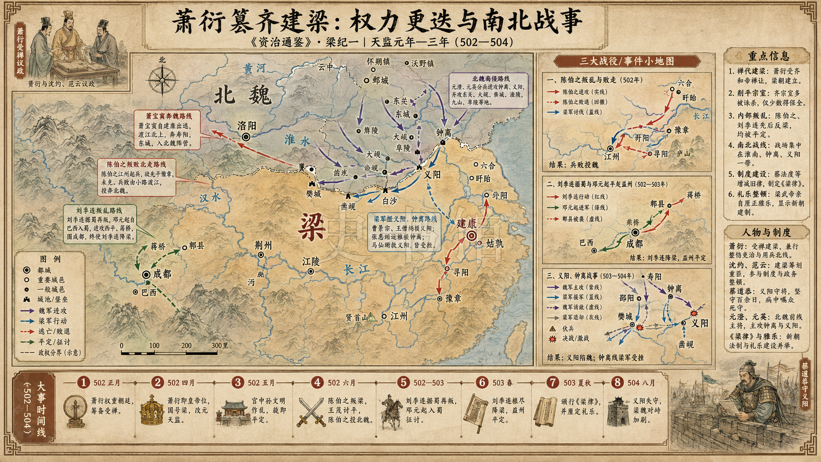 《资治通鉴》梁纪 梁纪一章节配图
